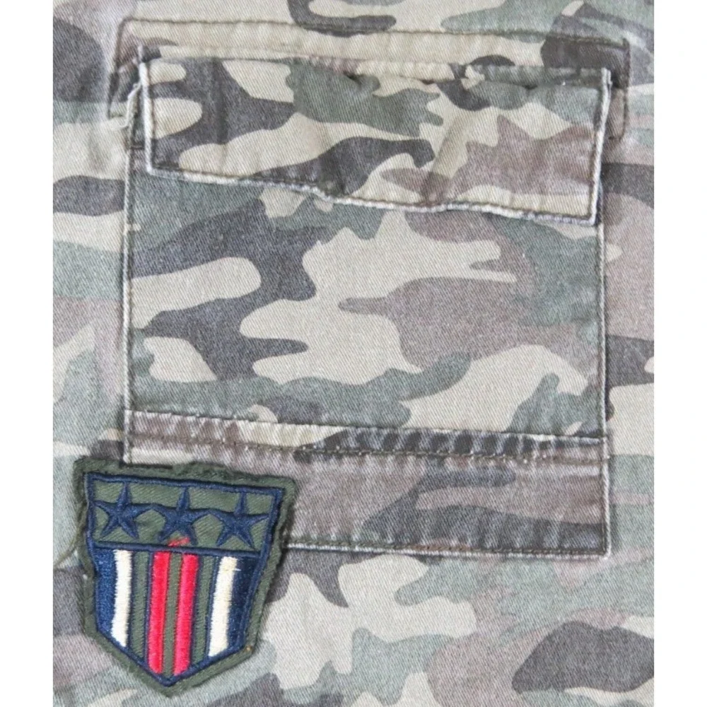 Lazer Men L Camo Military Utility Shirt Jacket Embroidered Wings Patch Shacket